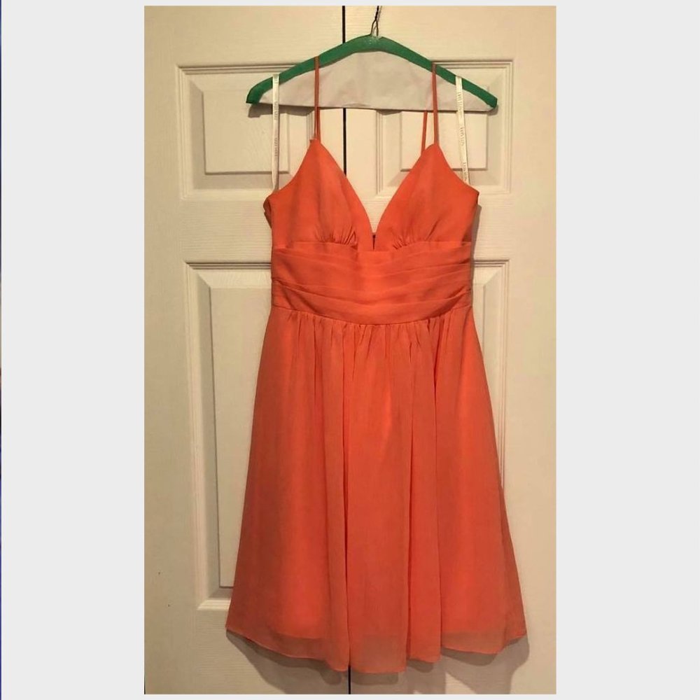 David's Bridal Coral Bridesmaid Dress
